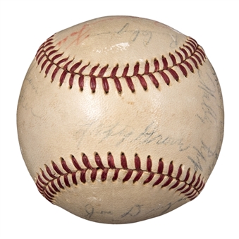 Baseball Hall of Famers and Alumni Multi-Signed Baseball With 15 Signatures Including Jimmie Foxx and Lefty Grove (Beckett)